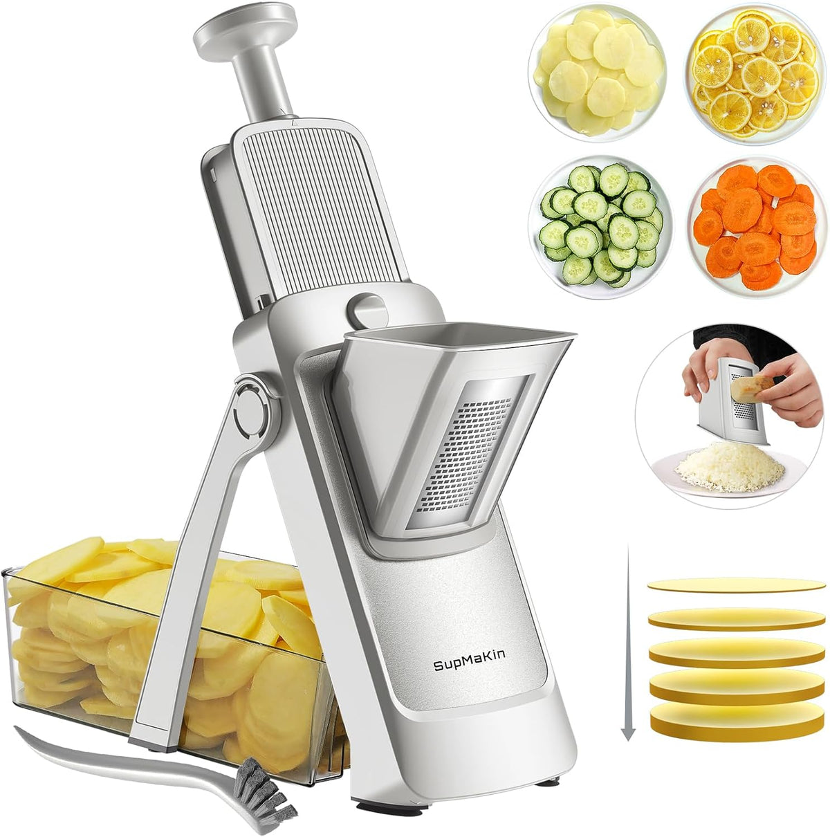 SupMaKin Safe Mandoline Slicer for Kitchen,Adjustable Potato Slicer 1-8 mm