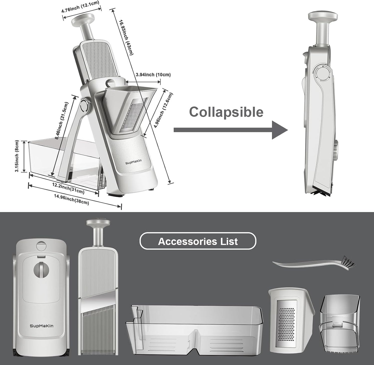 SupMaKin Safe Mandoline Slicer for Kitchen,Adjustable Potato Slicer 1-8 mm