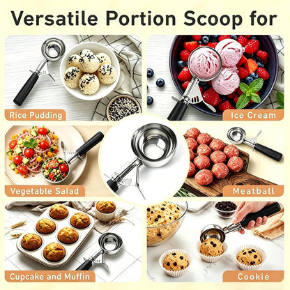 2 oz Scoop, Cookie Scoop for Baking, 2 oz Ice Cream Scoop with Trigger, #16 Disher, Portion Scoop, Blue Handle, Food Scoop for Ice Cream, Muffin, Cupcake Batter, Mashed Potato, Cookie Dough