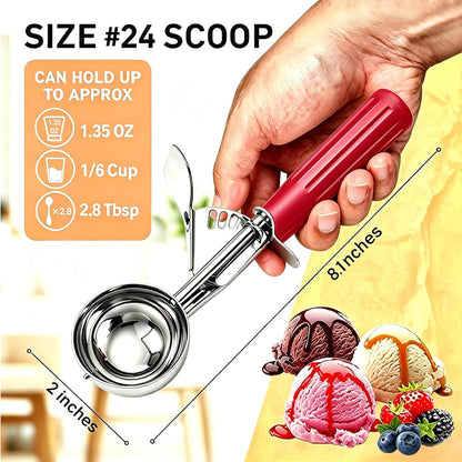2 oz Scoop, Cookie Scoop for Baking, 2 oz Ice Cream Scoop with Trigger, #16 Disher, Portion Scoop, Blue Handle, Food Scoop for Ice Cream, Muffin, Cupcake Batter, Mashed Potato, Cookie Dough
