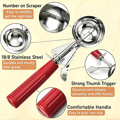 2 oz Scoop, Cookie Scoop for Baking, 2 oz Ice Cream Scoop with Trigger, #16 Disher, Portion Scoop, Blue Handle, Food Scoop for Ice Cream, Muffin, Cupcake Batter, Mashed Potato, Cookie Dough