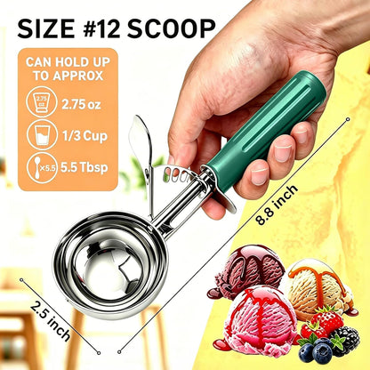 2 oz Scoop, Cookie Scoop for Baking, 2 oz Ice Cream Scoop with Trigger, #16 Disher, Portion Scoop, Blue Handle, Food Scoop for Ice Cream, Muffin, Cupcake Batter, Mashed Potato, Cookie Dough