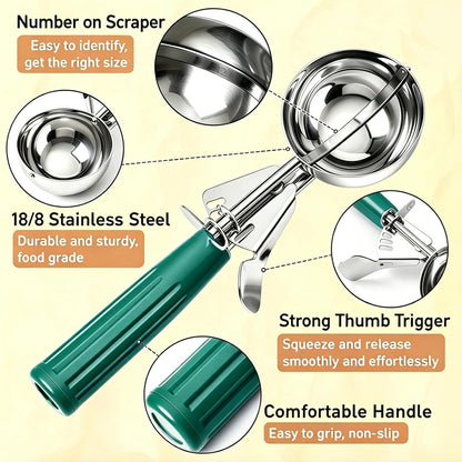 2 oz Scoop, Cookie Scoop for Baking, 2 oz Ice Cream Scoop with Trigger, #16 Disher, Portion Scoop, Blue Handle, Food Scoop for Ice Cream, Muffin, Cupcake Batter, Mashed Potato, Cookie Dough