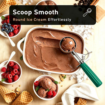 2 oz Scoop, Cookie Scoop for Baking, 2 oz Ice Cream Scoop with Trigger, #16 Disher, Portion Scoop, Blue Handle, Food Scoop for Ice Cream, Muffin, Cupcake Batter, Mashed Potato, Cookie Dough