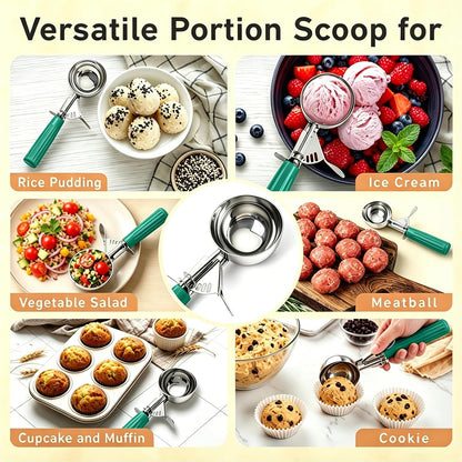 2 oz Scoop, Cookie Scoop for Baking, 2 oz Ice Cream Scoop with Trigger, #16 Disher, Portion Scoop, Blue Handle, Food Scoop for Ice Cream, Muffin, Cupcake Batter, Mashed Potato, Cookie Dough