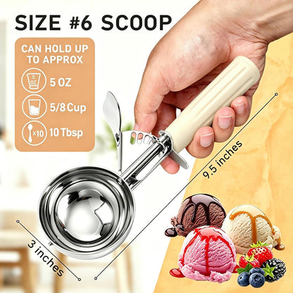 2 oz Scoop, Cookie Scoop for Baking, 2 oz Ice Cream Scoop with Trigger, #16 Disher, Portion Scoop, Blue Handle, Food Scoop for Ice Cream, Muffin, Cupcake Batter, Mashed Potato, Cookie Dough