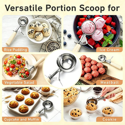 2 oz Scoop, Cookie Scoop for Baking, 2 oz Ice Cream Scoop with Trigger, #16 Disher, Portion Scoop, Blue Handle, Food Scoop for Ice Cream, Muffin, Cupcake Batter, Mashed Potato, Cookie Dough