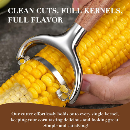 KULUNER Corn Stripper - Premium Rosewood Handle, Polished 304 Stainless Steel Blade, Easy Glide Corn Cob Peeler for Grilled Corn, Salad, Summer BBQ (Rosewood)
