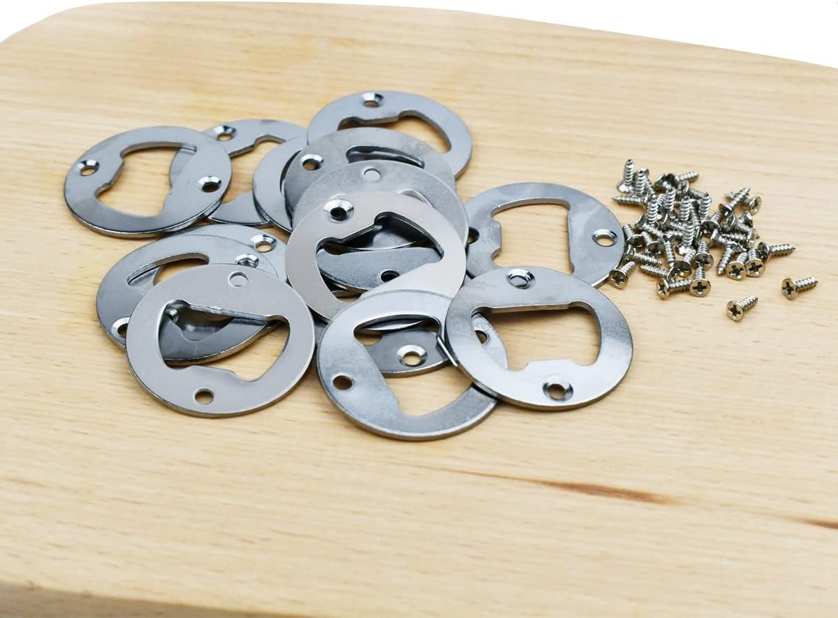 20 Set Stainless Steel Bottle Opener Insert Kits Metal Beer Bottle Opener Beer Wine Hardware Parts with 42Pcs Screws for DIY Resin Mould Kit Bottle Opener (Silver)