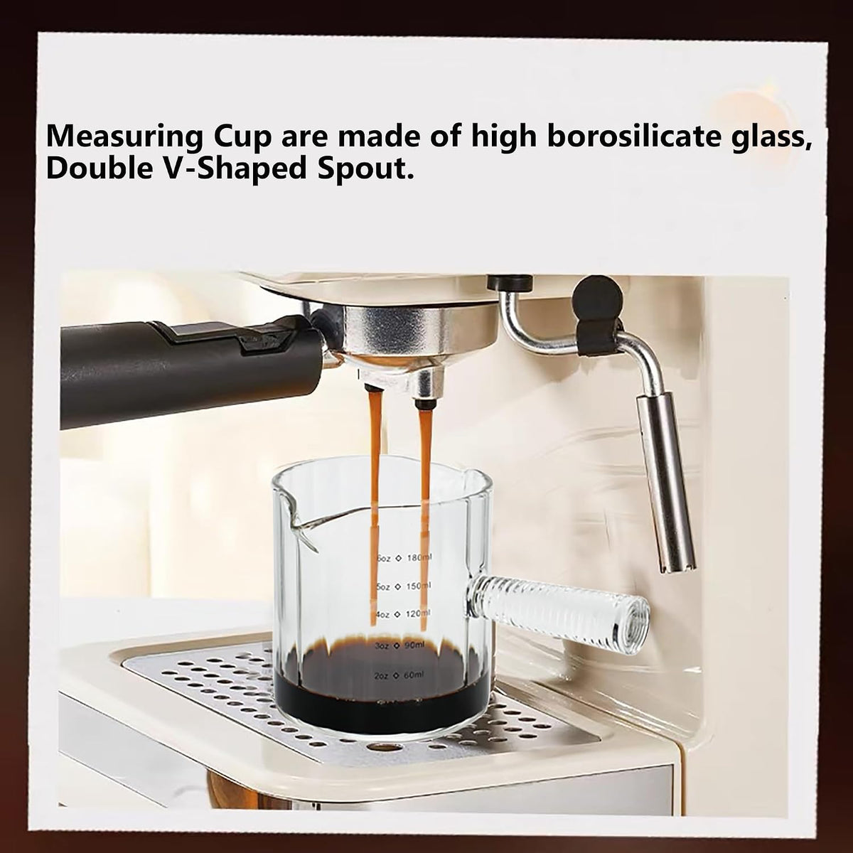 6 OZ Espresso Cups Double Shots Measuring Cup with Glass Handle, Clear