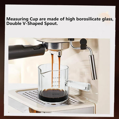 6 OZ Espresso Cups Double Shots Measuring Cup with Glass Handle, Clear
