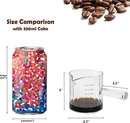 6 OZ Espresso Cups Double Shots Measuring Cup with Glass Handle, Clear