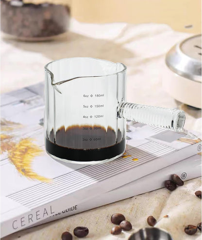 6 OZ Espresso Cups Double Shots Measuring Cup with Glass Handle, Clear