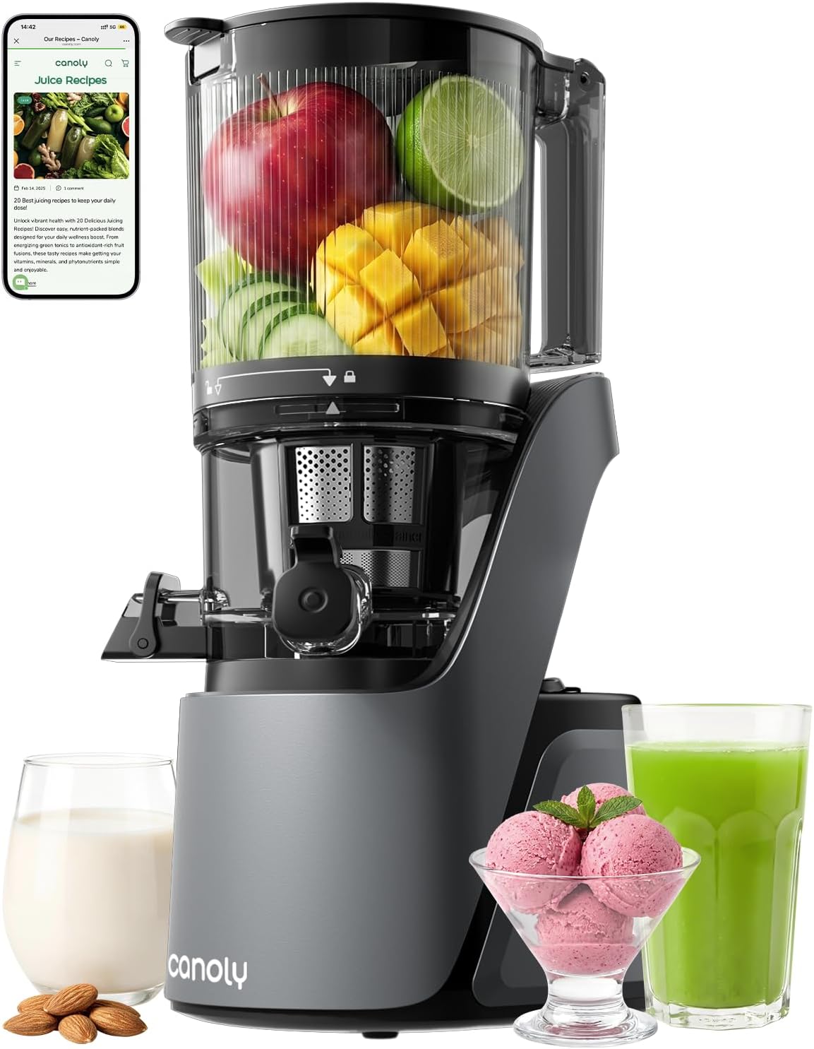 3-in-1 Cold Press Juicer C16, Makes Juice & Sorbet & Nut Milk