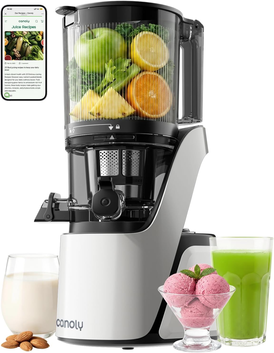 3-in-1 Cold Press Juicer C16, Makes Juice & Sorbet & Nut Milk
