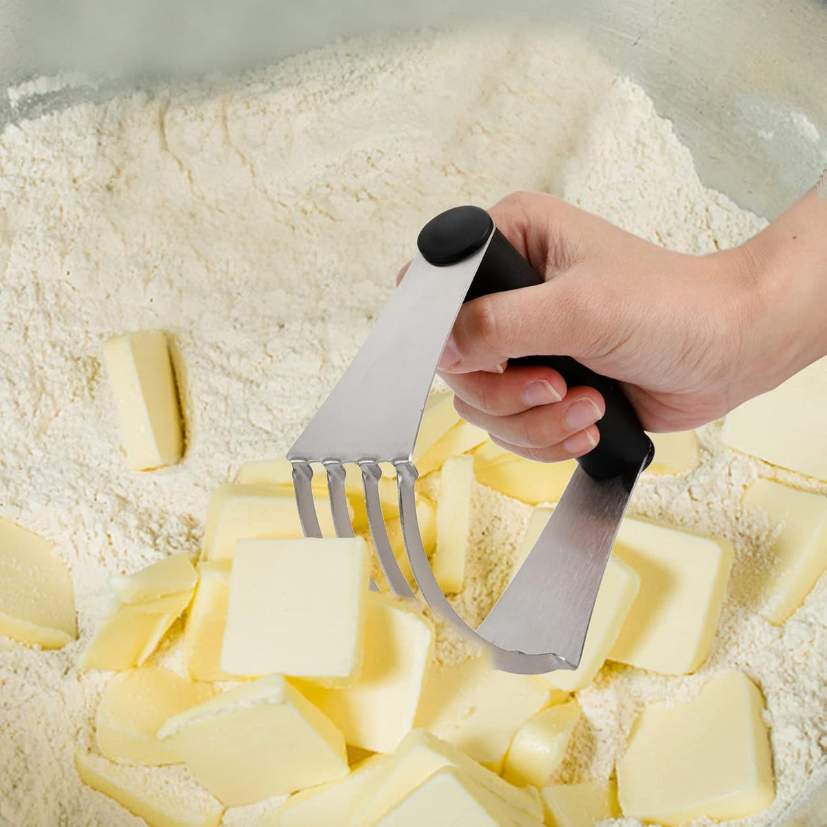 Pastry Cutter, Dough Blender, 3 Cup Flour Sifter and Biscuit Cutter, 8 Pieces Stainless Steel Professional Dough Tools for Baking Cookies and Donuts