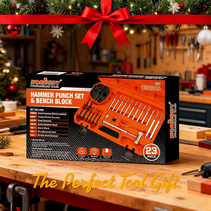 23-Piece Punch Set Roll Pin Punch Set and Hammer with Bench Block, Punch Tool Ideal for Maintenance