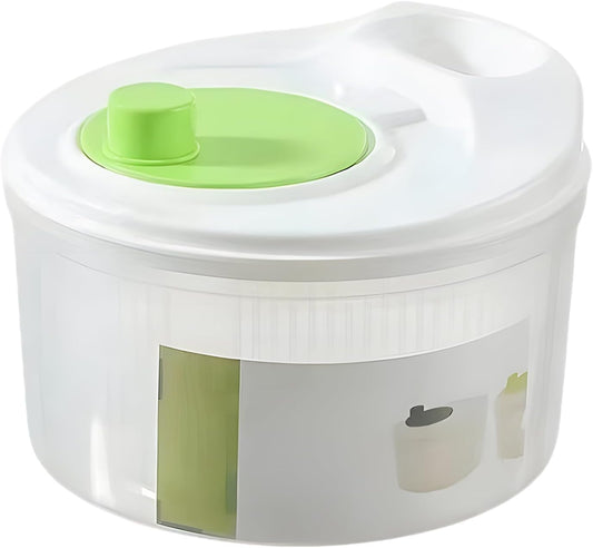 Salad Spinner,Vegetables Fruits Wash Bowl Large Capacity BPA Free Double Layer Detachable Manual Lettuce Spinner,Fruit and Vegetable Washer,Spin and Dry Salad Greens (Green)