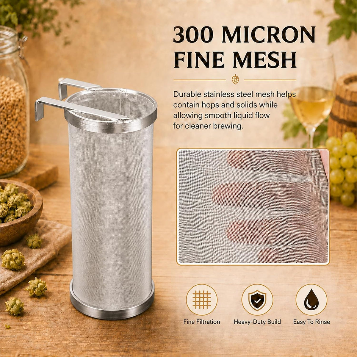 4×10 Inch Hop Spider Filter 300 Micron Stainless Steel