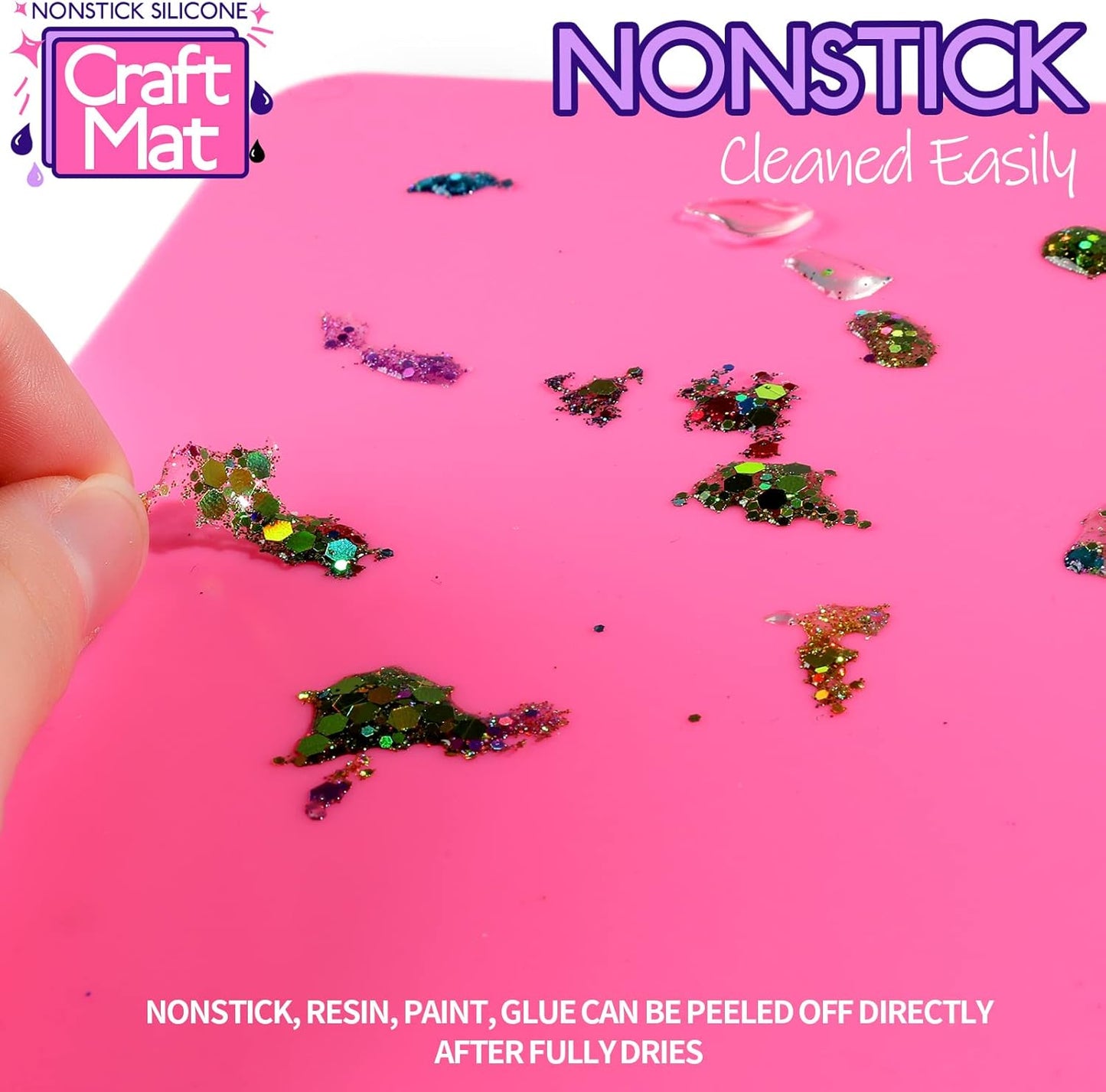 Silicone Mat, Silicone Mats for Crafts, 2pcs Silicone Mat for Jewelry Resin Molds, Silicone Mats for UV Resin Molds, DIY Art Crafts, Hot Pink & Light Purple, 11.69" x 8.26"