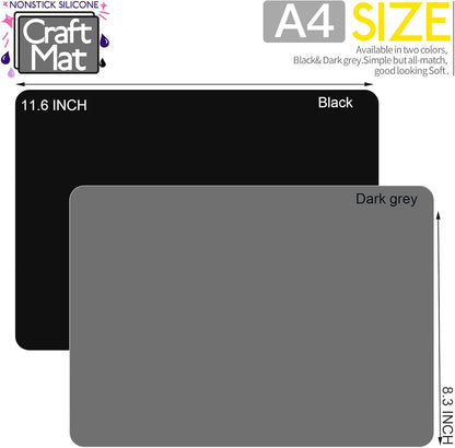 Silicone Mat, Silicone Mats for Crafts, 2pcs Silicone Mat for Jewelry Resin Molds, Silicone Mats for UV Resin Molds, DIY Art Crafts, Hot Pink & Light Purple, 11.69" x 8.26"