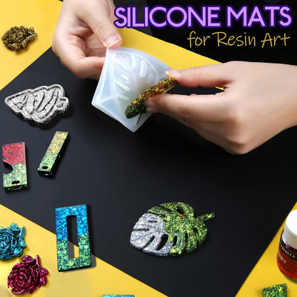 Silicone Mat, Silicone Mats for Crafts, 2pcs Silicone Mat for Jewelry Resin Molds, Silicone Mats for UV Resin Molds, DIY Art Crafts, Hot Pink & Light Purple, 11.69" x 8.26"