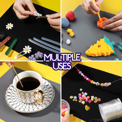 Silicone Mat, Silicone Mats for Crafts, 2pcs Silicone Mat for Jewelry Resin Molds, Silicone Mats for UV Resin Molds, DIY Art Crafts, Hot Pink & Light Purple, 11.69" x 8.26"