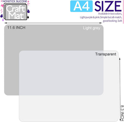 Silicone Mat, Silicone Mats for Crafts, 2pcs Silicone Mat for Jewelry Resin Molds, Silicone Mats for UV Resin Molds, DIY Art Crafts, Hot Pink & Light Purple, 11.69" x 8.26"