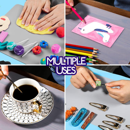 Silicone Mat, Silicone Mats for Crafts, 2pcs Silicone Mat for Jewelry Resin Molds, Silicone Mats for UV Resin Molds, DIY Art Crafts, Hot Pink & Light Purple, 11.69" x 8.26"
