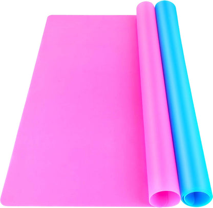 Silicone Mat, Silicone Mats for Crafts, 2pcs Silicone Mat for Jewelry Resin Molds, Silicone Mats for UV Resin Molds, DIY Art Crafts, Hot Pink & Light Purple, 11.69" x 8.26"