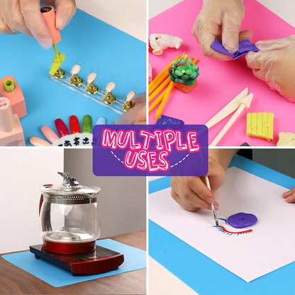 Silicone Mat, Silicone Mats for Crafts, 2pcs Silicone Mat for Jewelry Resin Molds, Silicone Mats for UV Resin Molds, DIY Art Crafts, Hot Pink & Light Purple, 11.69" x 8.26"