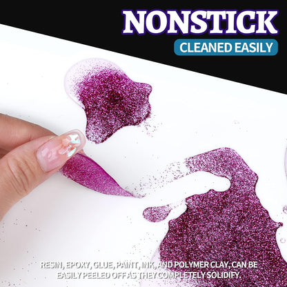 Silicone Mat, Silicone Mats for Crafts, 2pcs Silicone Mat for Jewelry Resin Molds, Silicone Mats for UV Resin Molds, DIY Art Crafts, Hot Pink & Light Purple, 11.69" x 8.26"
