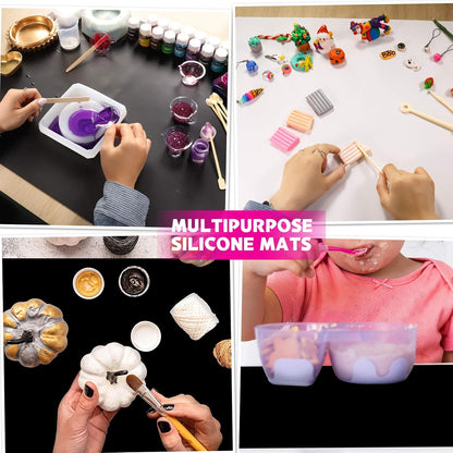 Silicone Mat, Silicone Mats for Crafts, 2pcs Silicone Mat for Jewelry Resin Molds, Silicone Mats for UV Resin Molds, DIY Art Crafts, Hot Pink & Light Purple, 11.69" x 8.26"