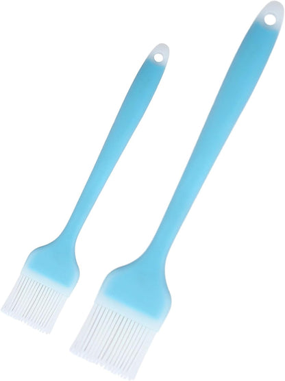 Pastry Brush Silicone Basting Brush for Cooking,2PCS 10+8 in Heat Resistant Food Brushes for Baking, Grilling, Cooking and Spreading Oil, Butter, BBQ Sauce, or Marinade (Green)