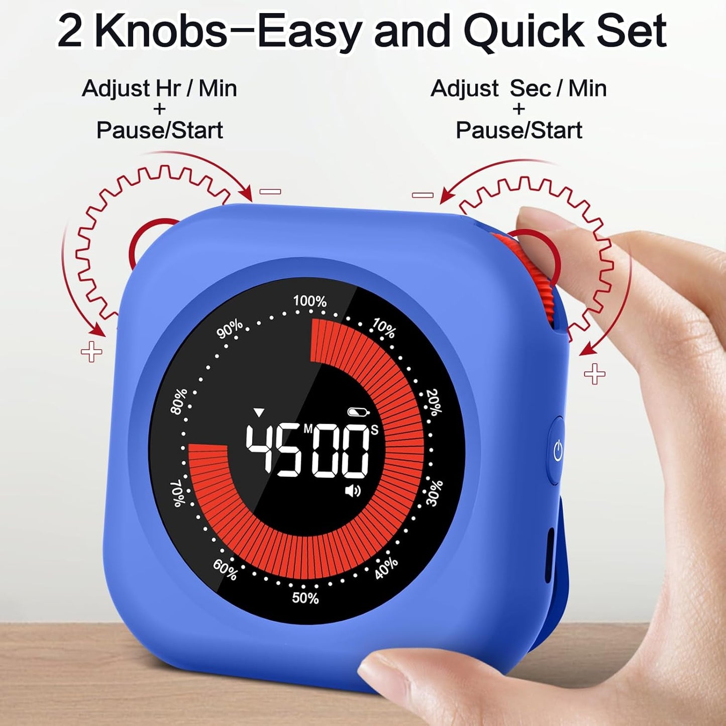Rechargeable Digital Kitchen Timer for Cooking, Magnetic Timers with Countdown/up, Kids Timer with 5”LED Display 3 Brightness 4 Volume Adjustable for Classroom/Office/Home/Work/Study/Fitness/Game