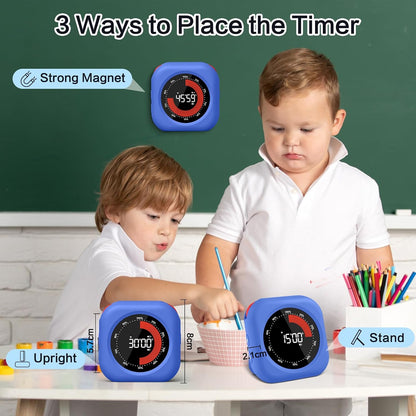 Rechargeable Digital Kitchen Timer for Cooking, Magnetic Timers with Countdown/up, Kids Timer with 5”LED Display 3 Brightness 4 Volume Adjustable for Classroom/Office/Home/Work/Study/Fitness/Game