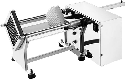 Electric French Fry Cutter Automatic Potato Chip Cutter Commercial French Fries Chips Maker Stainless Steel Electric Potato Slicer with 6mm 9mm 13mm Blade
