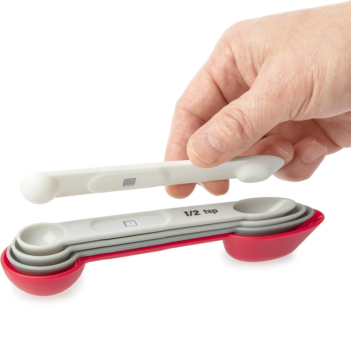 Prepworks Dual-Ended, Magnetic Measuring Spoon Set, White, 5 Piece