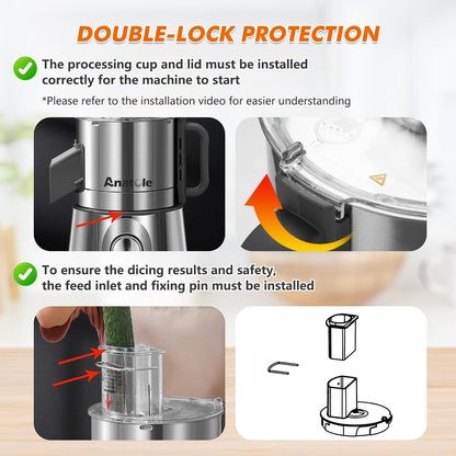 Electric Vegetable Dicer Slicer Shredder 5 in 1 Commercial Food Processor 16-Cup Stainless Steel Veggie Chopper Heavy Duty with 5 Blades Auto Discharge for Potato Onion Carrot 300W