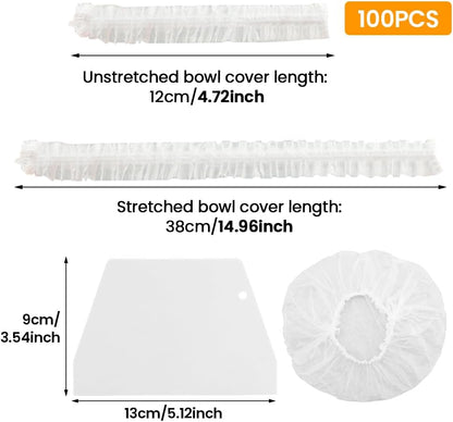 100PCS Bowls Covers and 1pc Dough Scraper for Bread Proofing Fruit Vegetable Meat Bowl(Transparent)