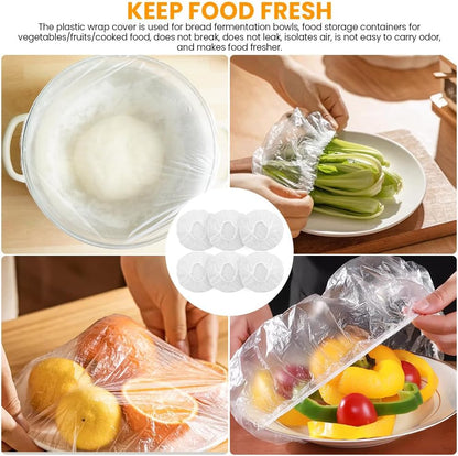 100PCS Bowls Covers and 1pc Dough Scraper for Bread Proofing Fruit Vegetable Meat Bowl(Transparent)