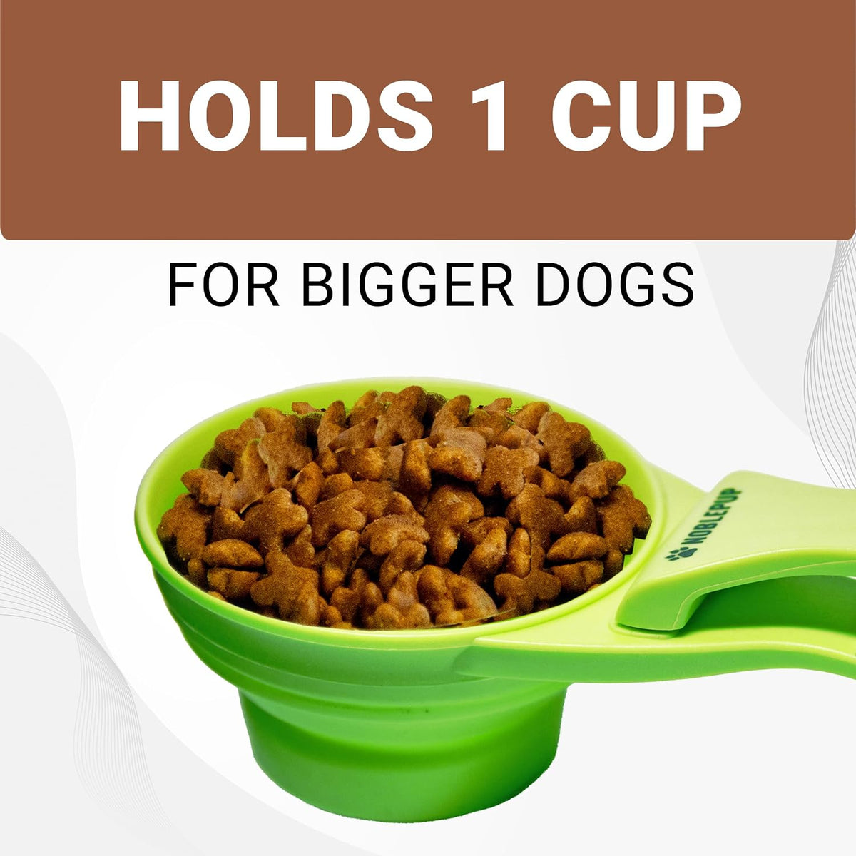 MeasureMate Pet Food Scoops with Bag Clip for Dog and Cat - 3-in-1 Multi-Function Collapsible Food Measuring Cup - 1 Cup Capacity, 8oz, Blue - Dishwasher Safe