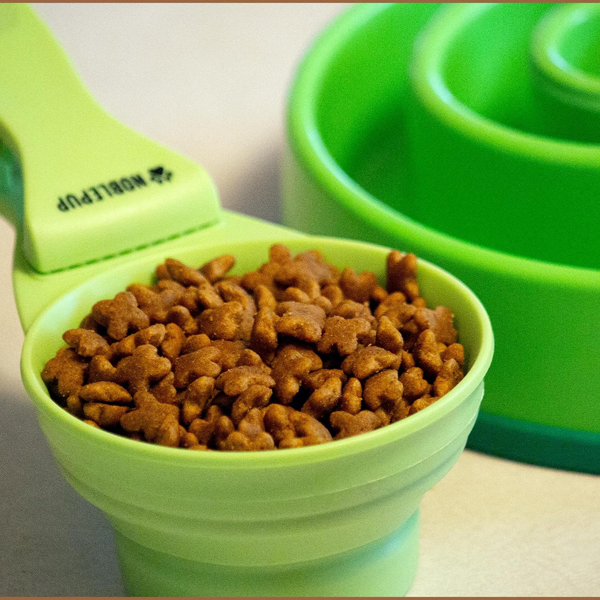 MeasureMate Pet Food Scoops with Bag Clip for Dog and Cat - 3-in-1 Multi-Function Collapsible Food Measuring Cup - 1 Cup Capacity, 8oz, Blue - Dishwasher Safe