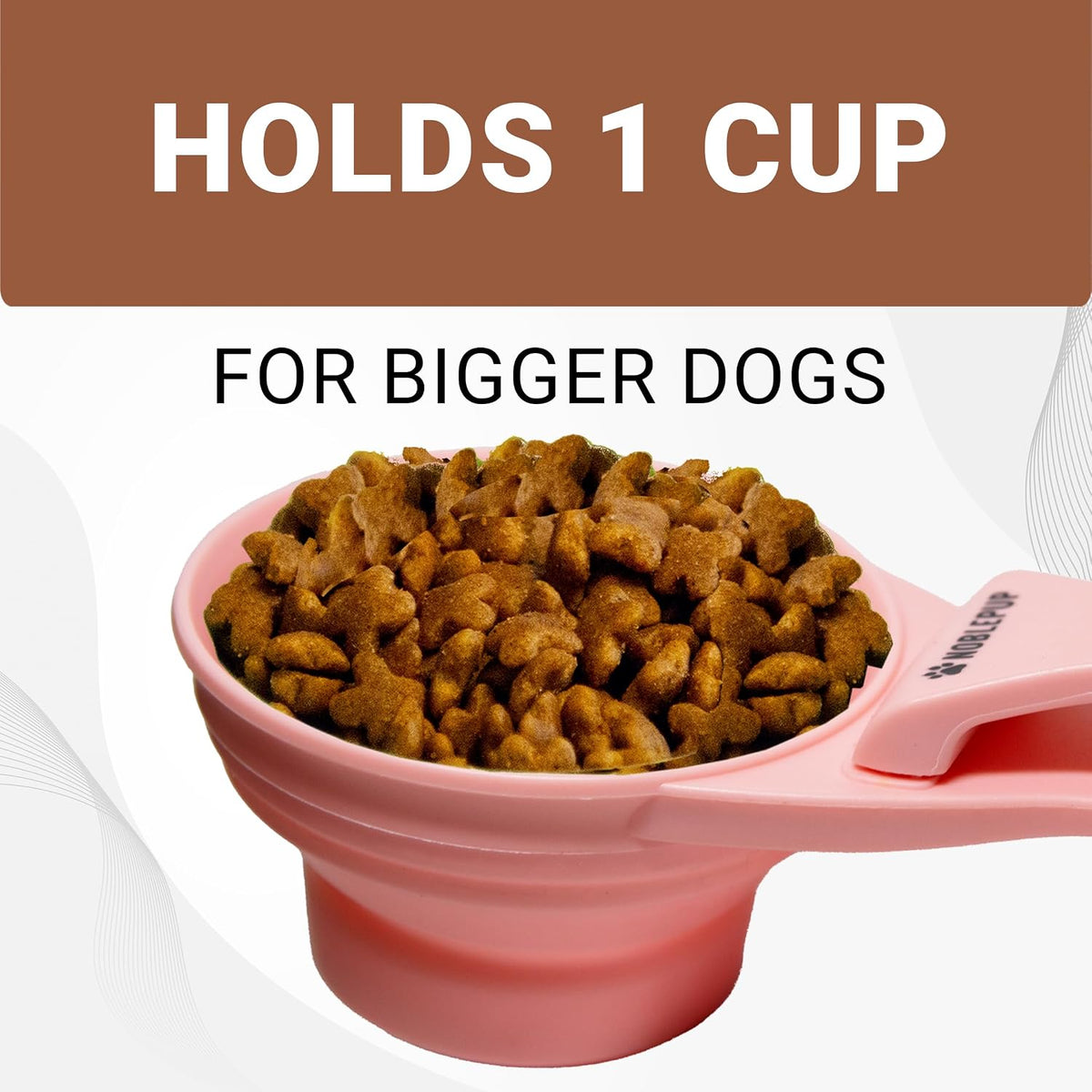 MeasureMate Pet Food Scoops with Bag Clip for Dog and Cat - 3-in-1 Multi-Function Collapsible Food Measuring Cup - 1 Cup Capacity, 8oz, Blue - Dishwasher Safe