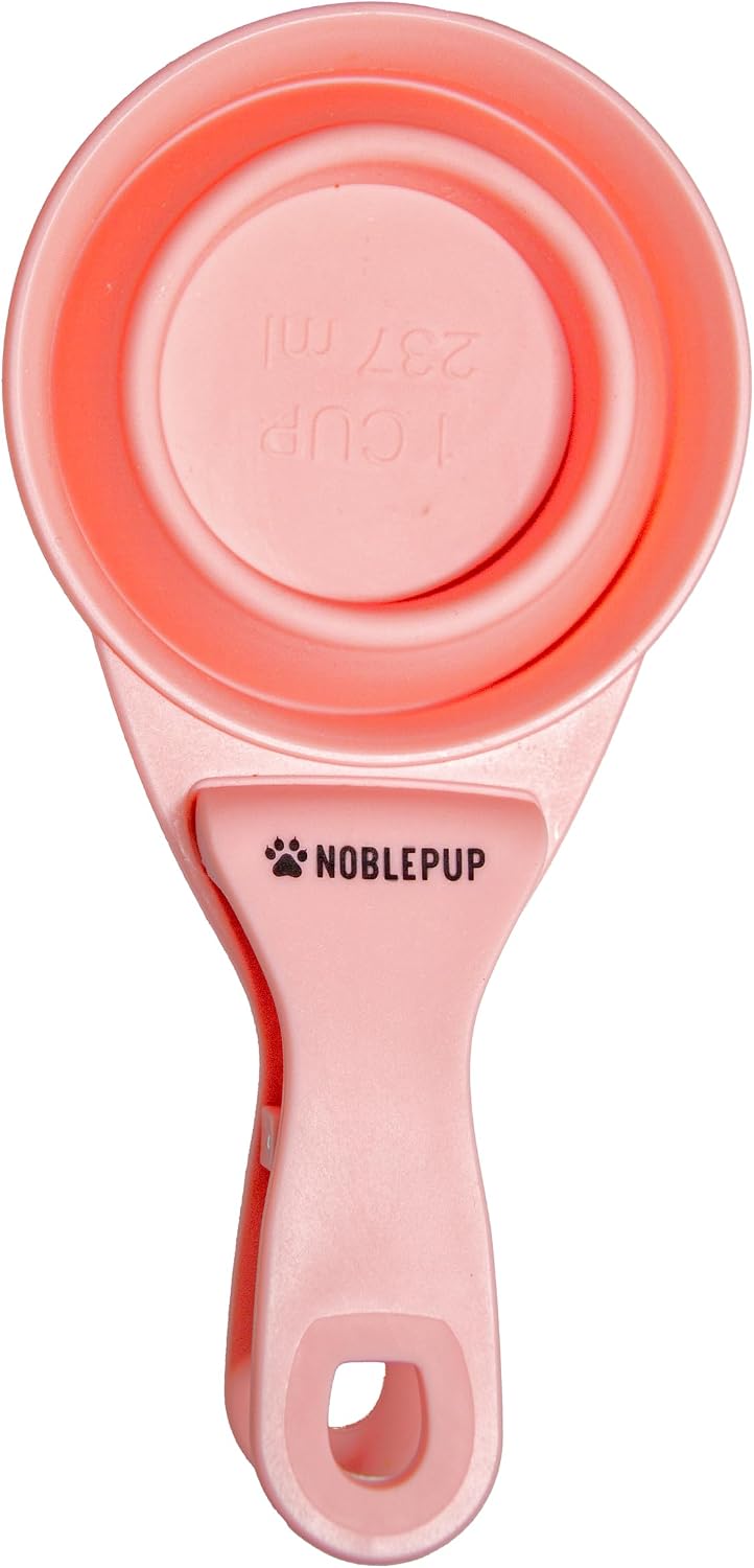 MeasureMate Pet Food Scoops with Bag Clip for Dog and Cat - 3-in-1 Multi-Function Collapsible Food Measuring Cup - 1 Cup Capacity, 8oz, Blue - Dishwasher Safe