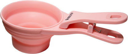 MeasureMate Pet Food Scoops with Bag Clip for Dog and Cat - 3-in-1 Multi-Function Collapsible Food Measuring Cup - 1 Cup Capacity, 8oz, Blue - Dishwasher Safe