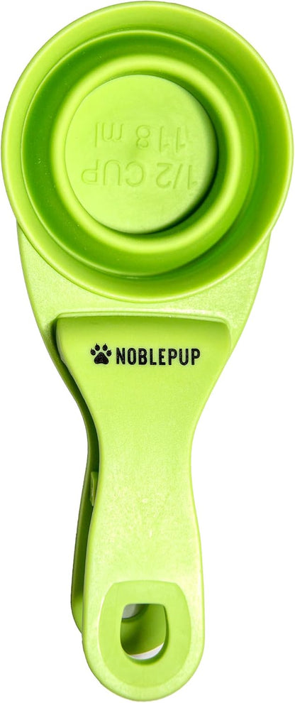 MeasureMate Pet Food Scoops with Bag Clip for Dog and Cat - 3-in-1 Multi-Function Collapsible Food Measuring Cup - 1 Cup Capacity, 8oz, Blue - Dishwasher Safe