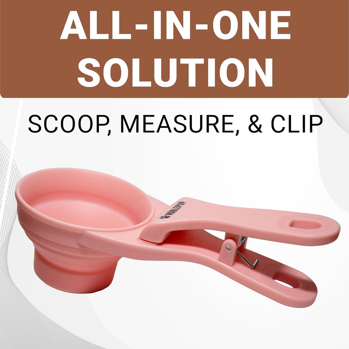 MeasureMate Pet Food Scoops with Bag Clip for Dog and Cat - 3-in-1 Multi-Function Collapsible Food Measuring Cup - 1 Cup Capacity, 8oz, Blue - Dishwasher Safe