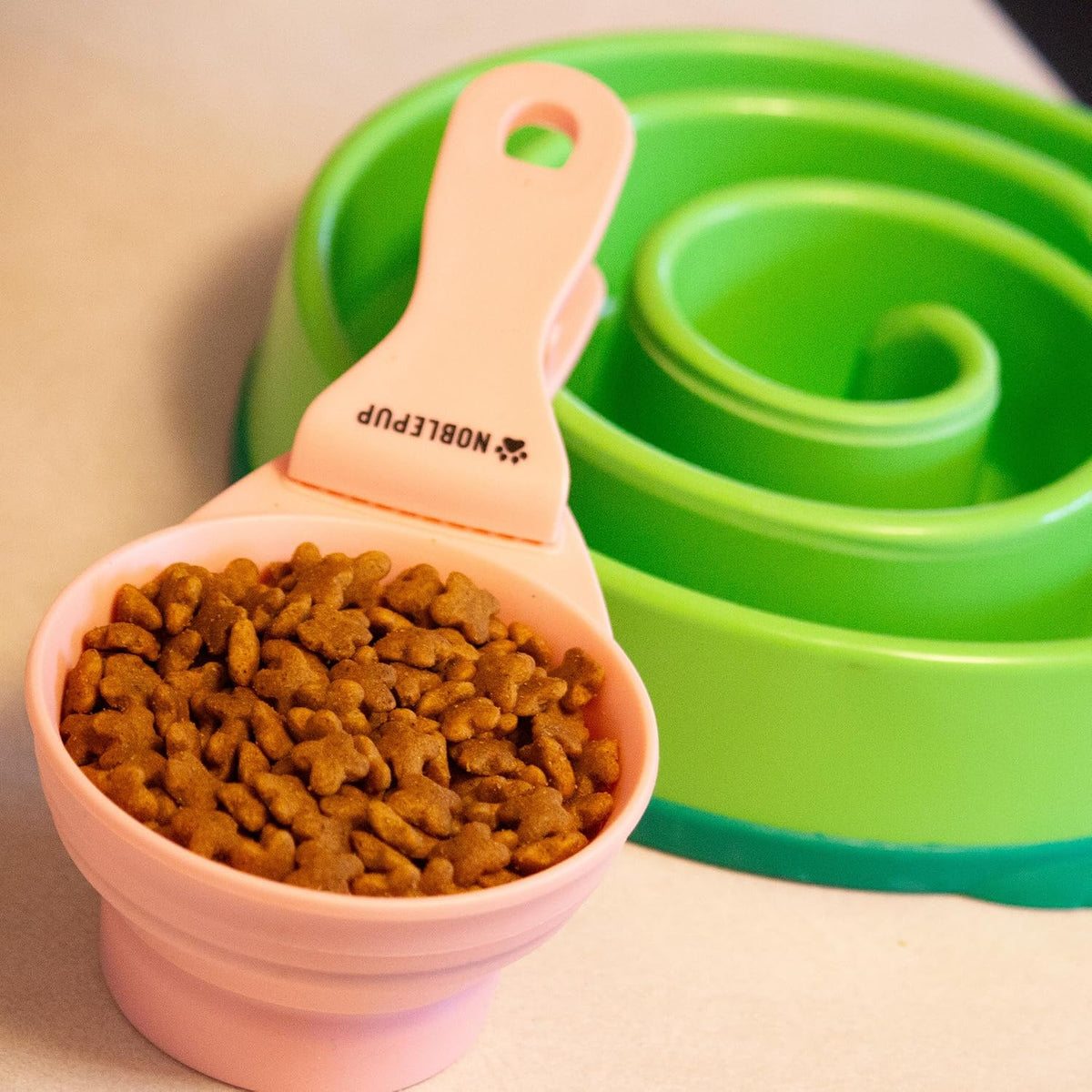 MeasureMate Pet Food Scoops with Bag Clip for Dog and Cat - 3-in-1 Multi-Function Collapsible Food Measuring Cup - 1 Cup Capacity, 8oz, Blue - Dishwasher Safe