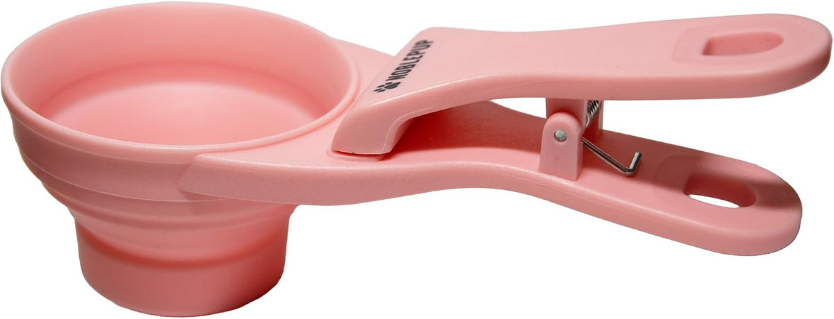 MeasureMate Pet Food Scoops with Bag Clip for Dog and Cat - 3-in-1 Multi-Function Collapsible Food Measuring Cup - 1 Cup Capacity, 8oz, Blue - Dishwasher Safe